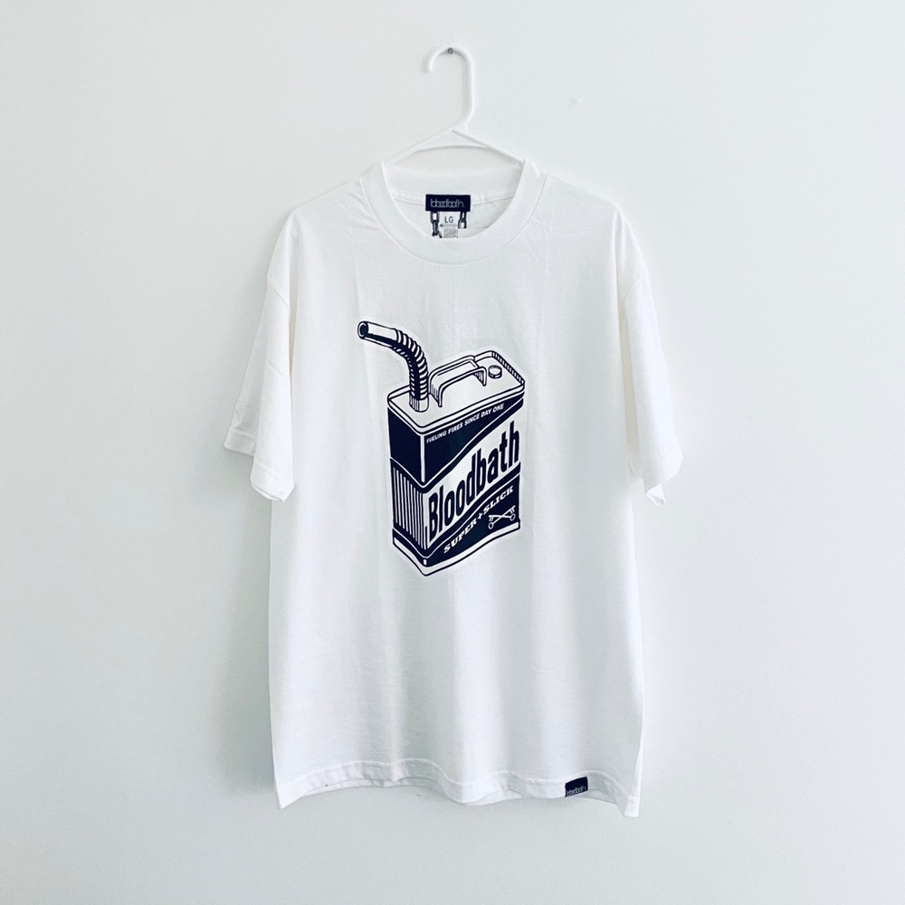 Bloodbath White Oil Logo Tee Large